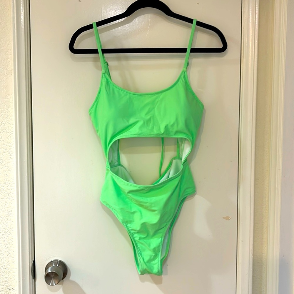 Neon green bikini, size small